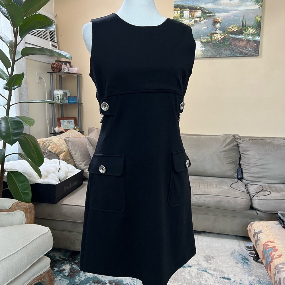 Michael Kors Black Dress with Button Accents Size - 4